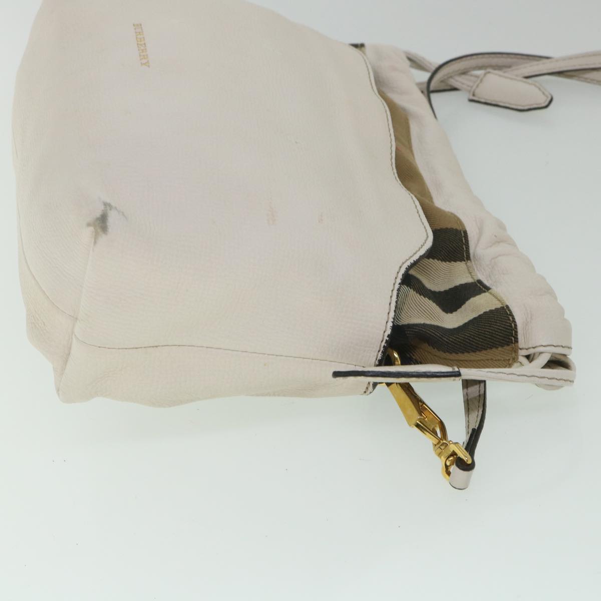 Burberry Nova Check Shoulder Bag Leather Beige Auth ar10452