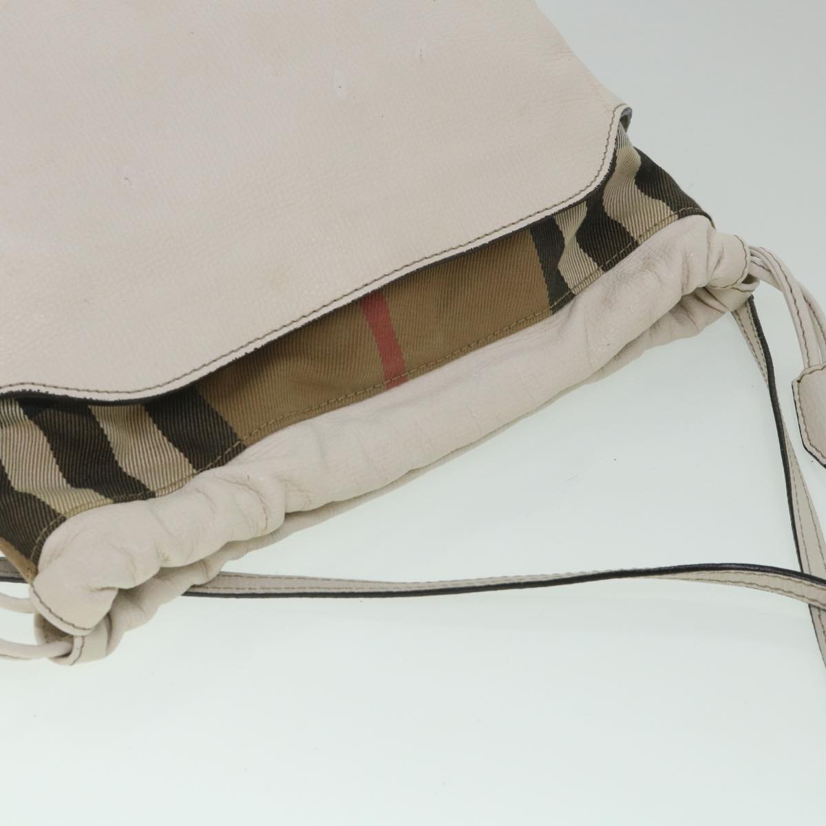 Burberry Nova Check Shoulder Bag Leather Beige Auth ar10452