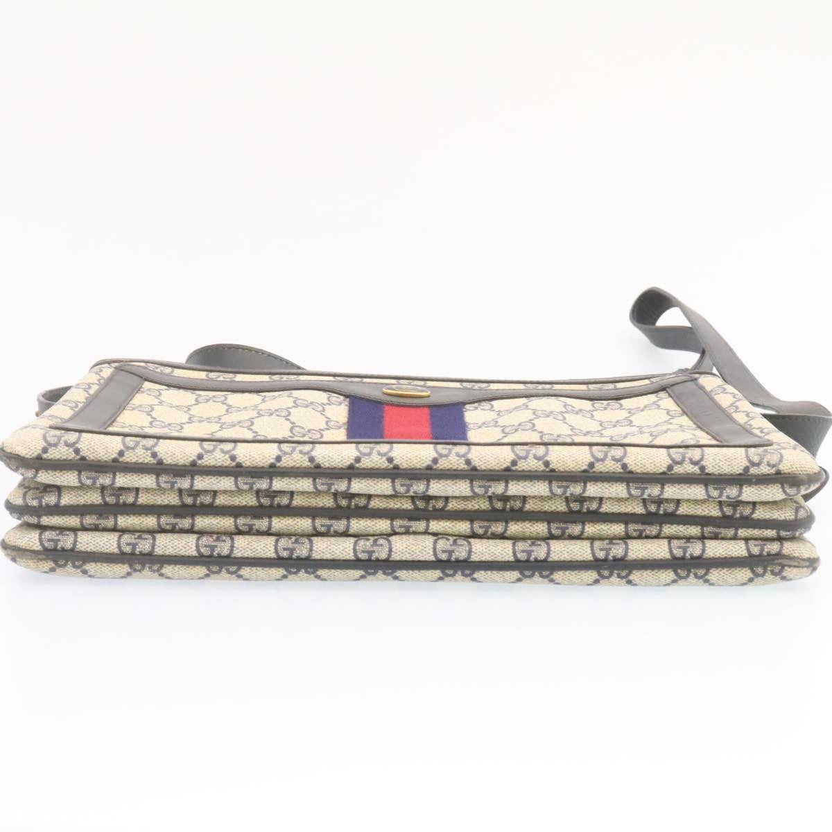 GUCCI Sherry Line GG Canvas Shoulder Bag PVC Leather Red Navy  ar4424