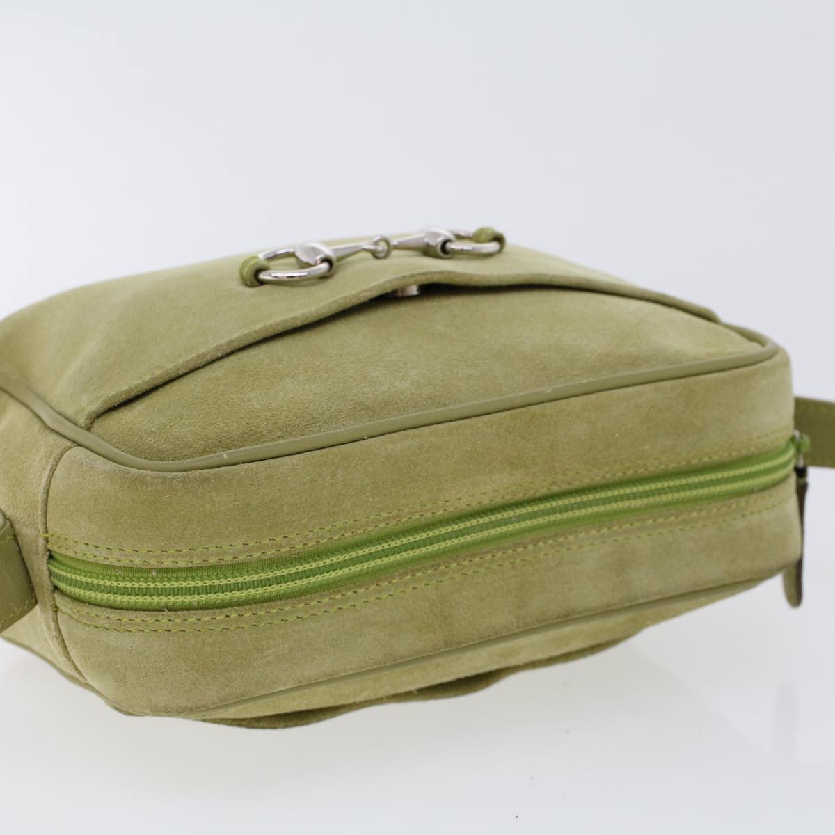 GUCCI Shoulder Bag Suede Green 00734440221  ar9684B
