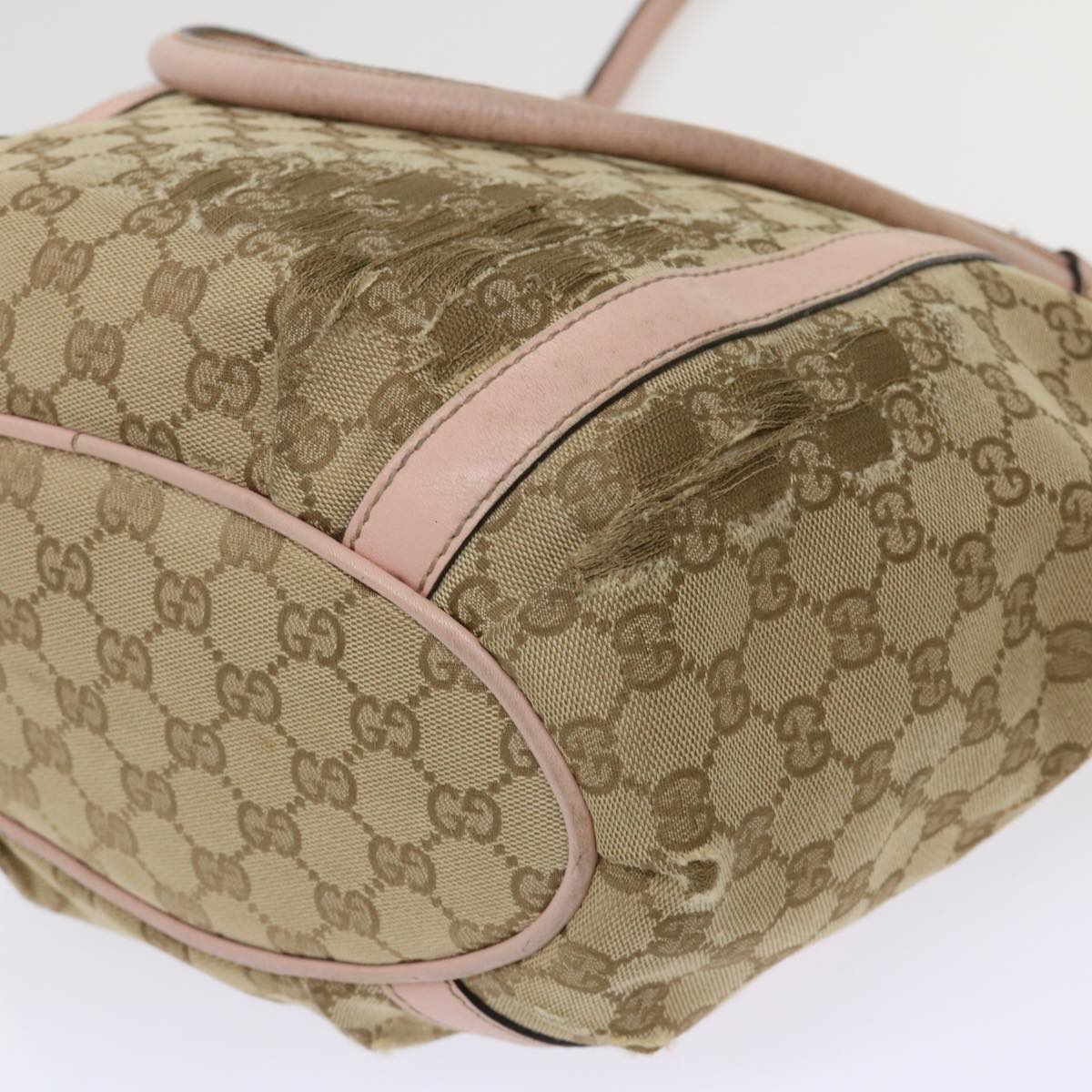 GUCCI GG Canvas Tote Bag Leather Beige 211982  ar9875B