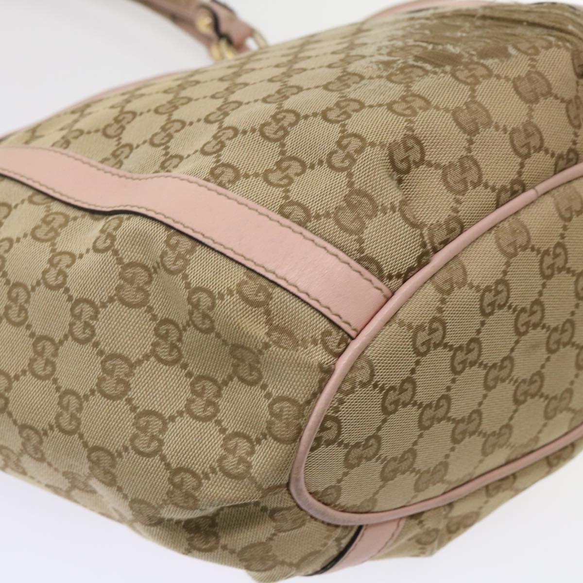 GUCCI GG Canvas Tote Bag Leather Beige 211982  ar9875B