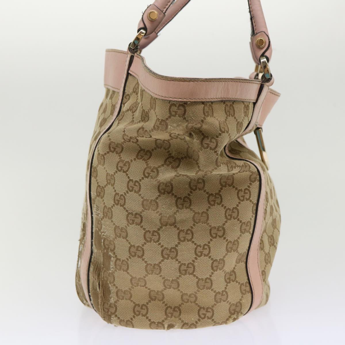 GUCCI GG Canvas Tote Bag Leather Beige 211982  ar9875B