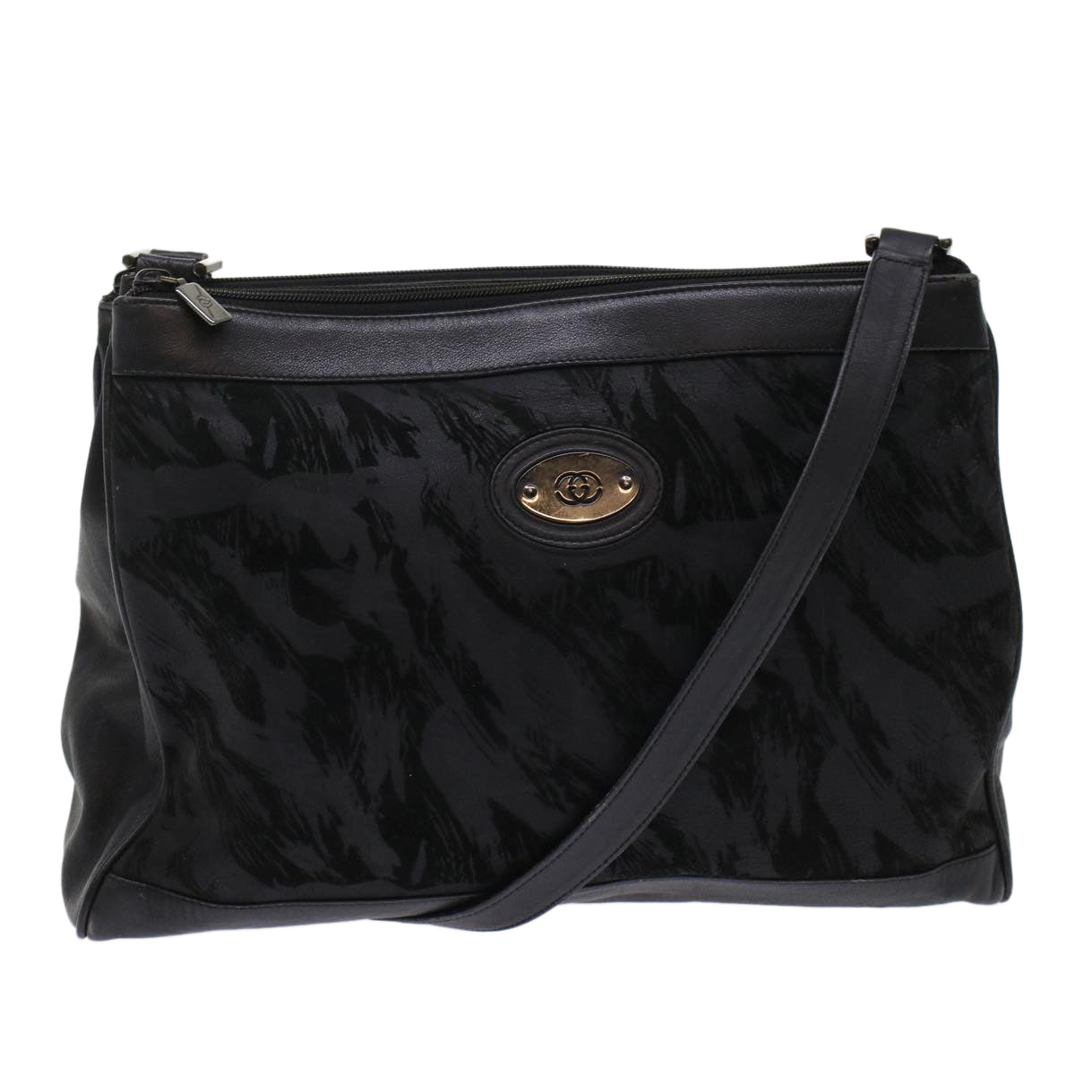 GUCCI Shoulder Bag Suede Leather Black  ar9974