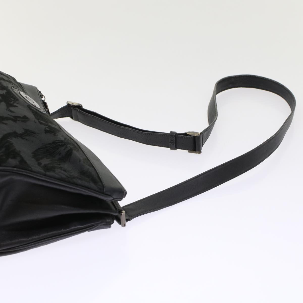GUCCI Shoulder Bag Suede Leather Black  ar9974