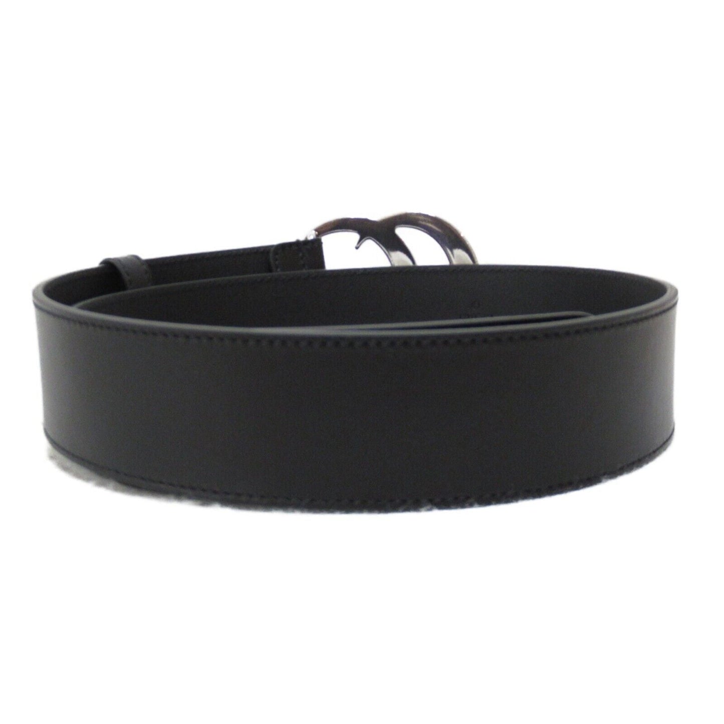 Gucci Wide Belt G Leather Black New