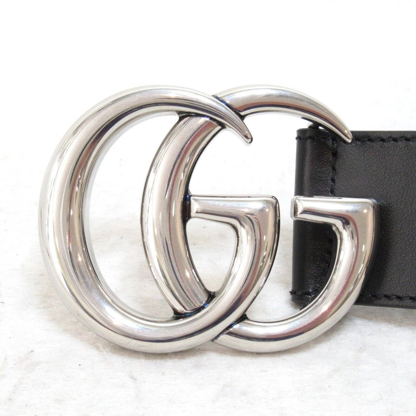 Gucci Wide Belt G Leather Black New