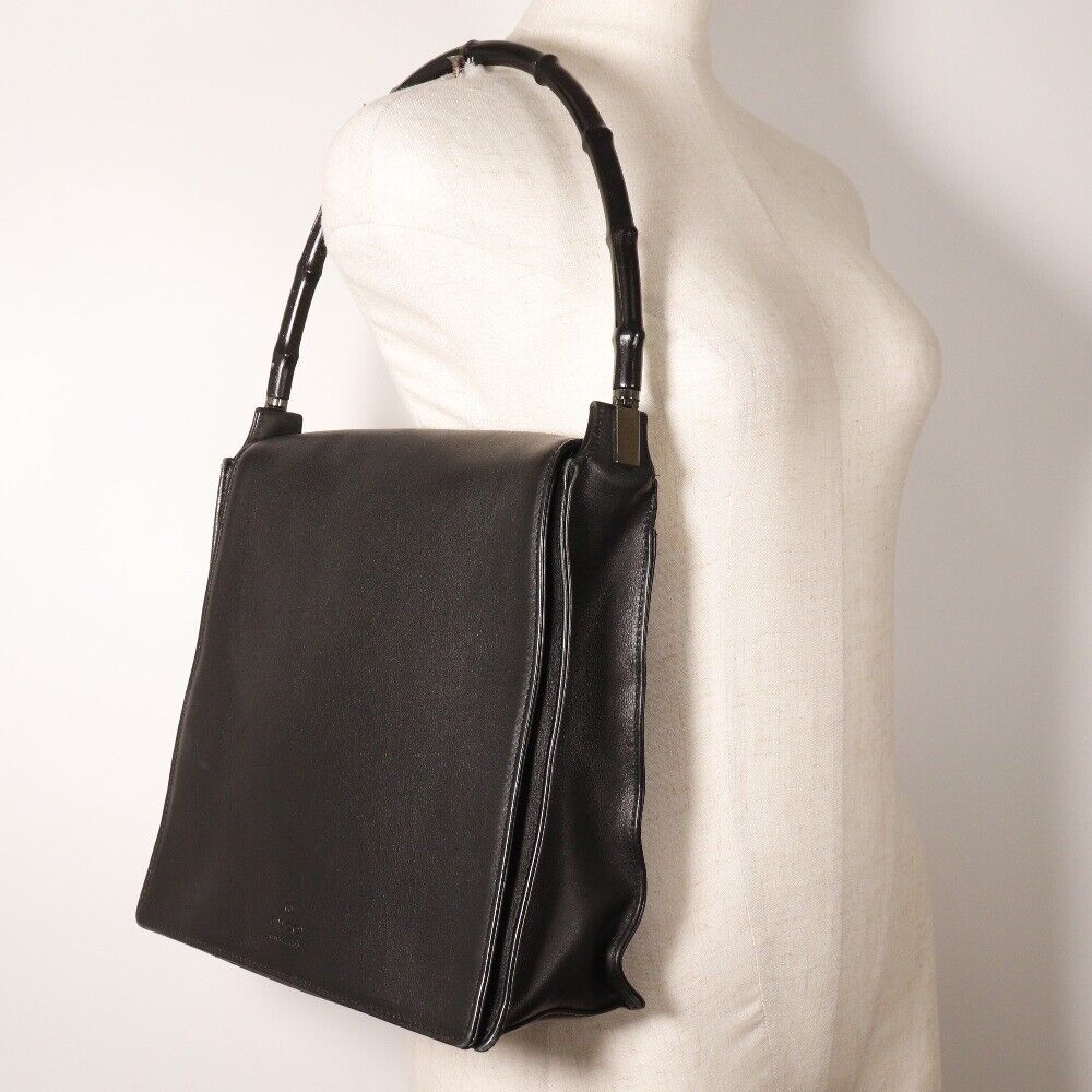 Gucci Bamboo Shoulder Bag Black Calfskin