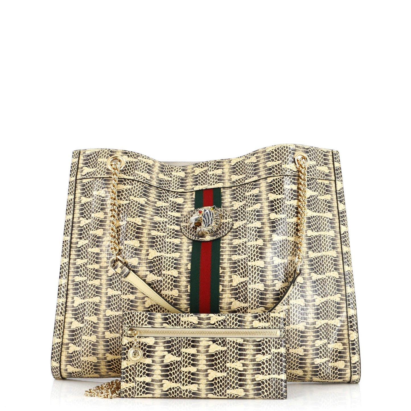 Gucci Rajah Chain Tote Snakeskin Large