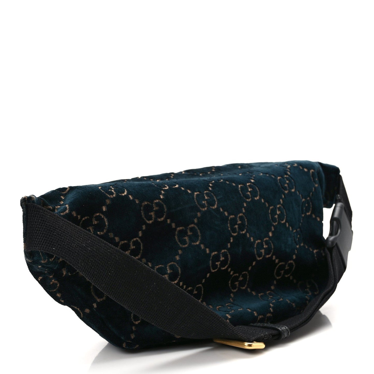 Gucci Velvet Gg Web Belt Bag Blue Beige