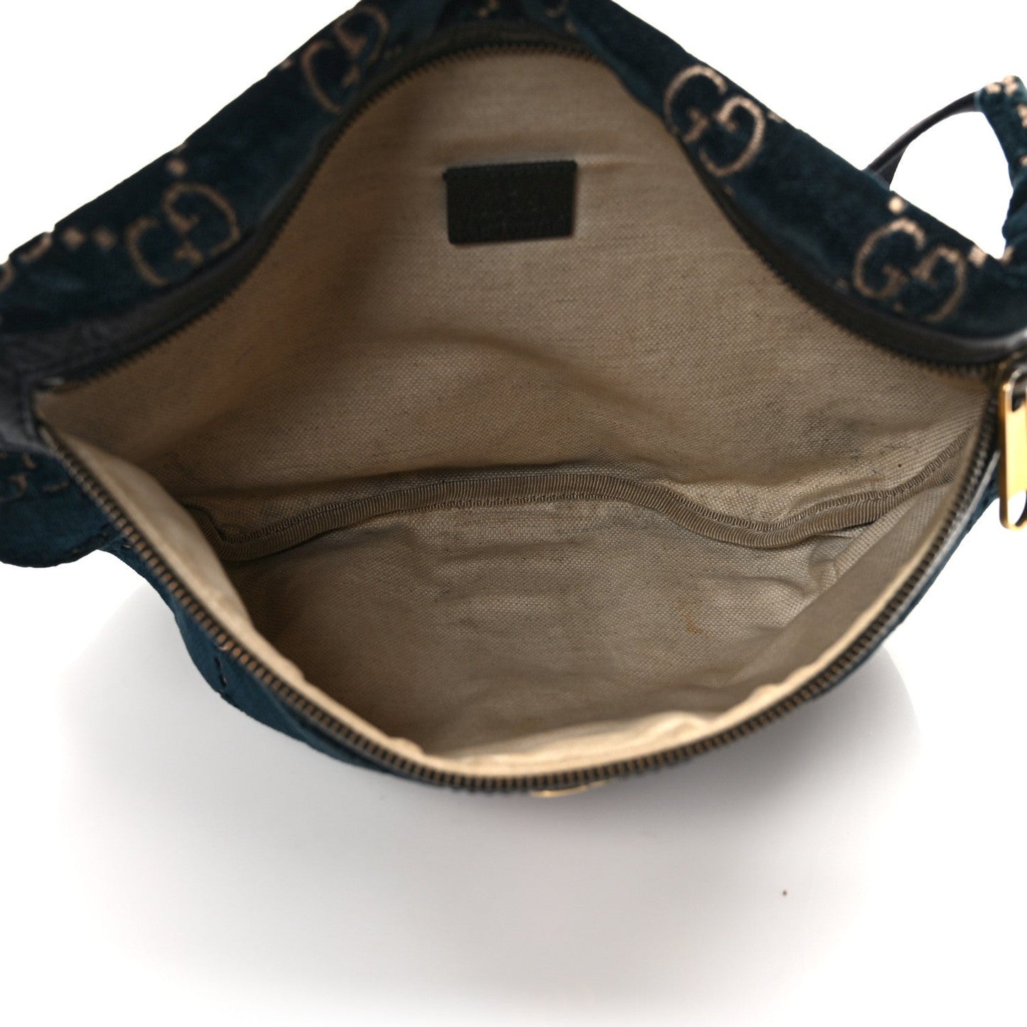 Gucci Velvet Gg Web Belt Bag Blue Beige