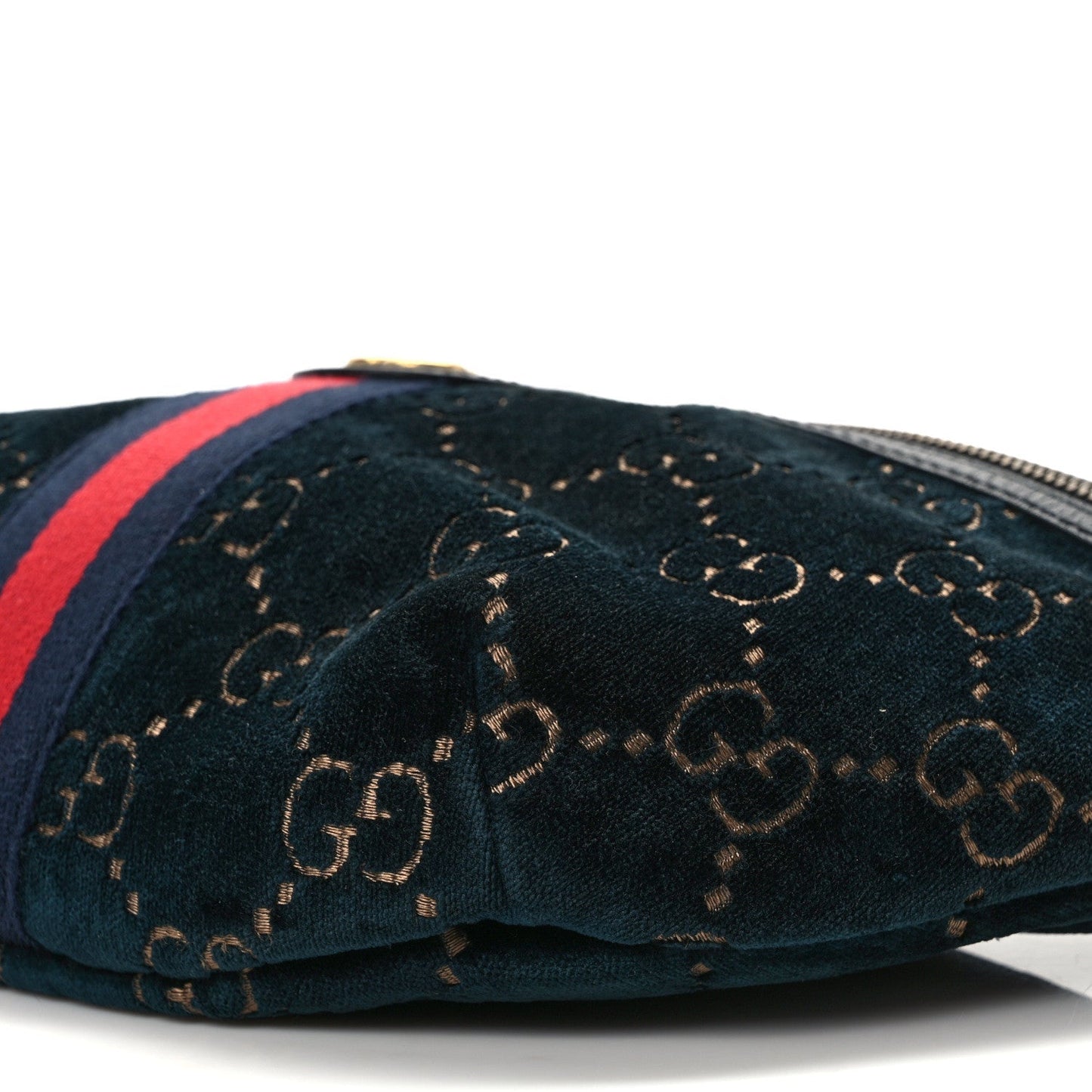Gucci Velvet Gg Web Belt Bag Blue Beige