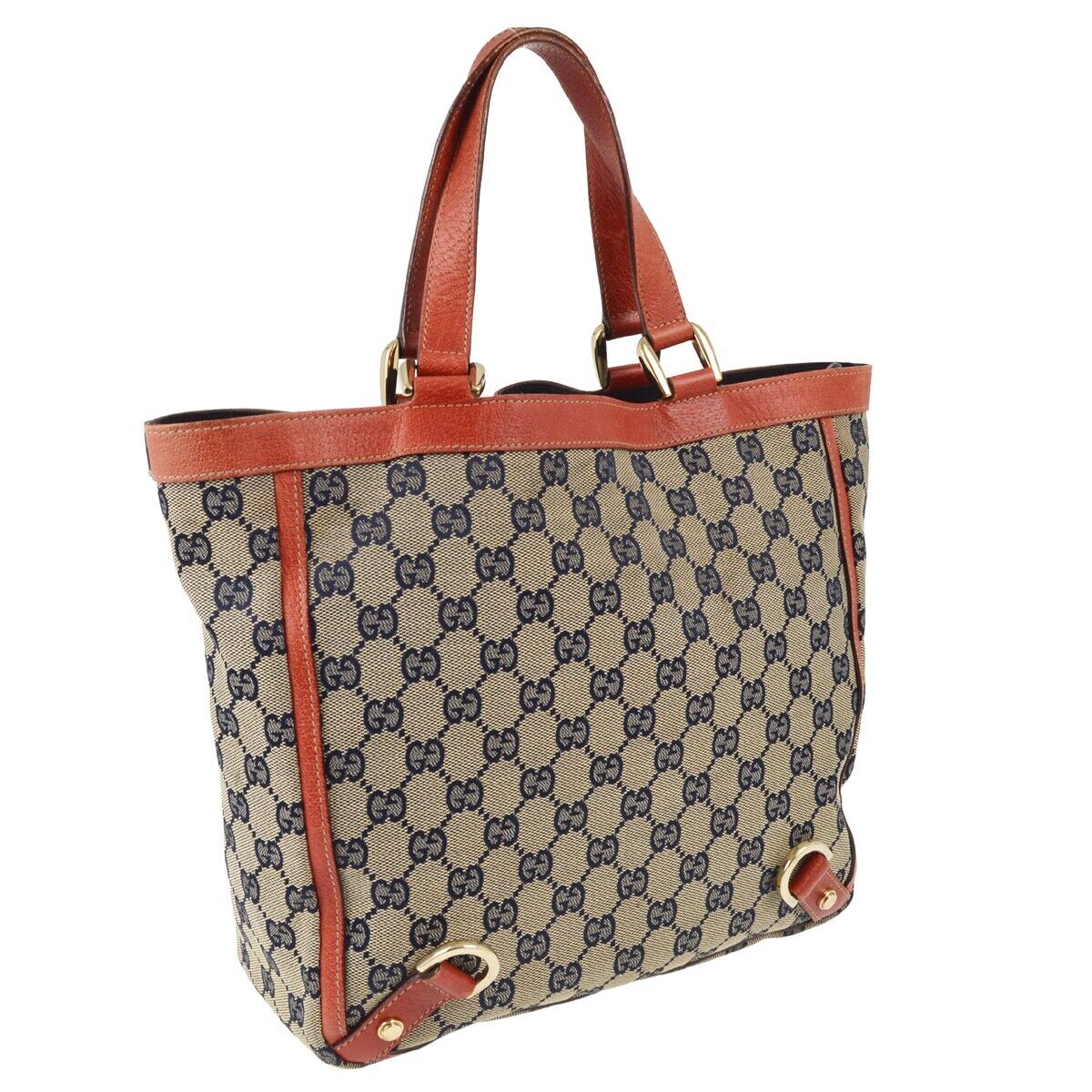 Gucci Red Navy Beige Gg Tote Handbag