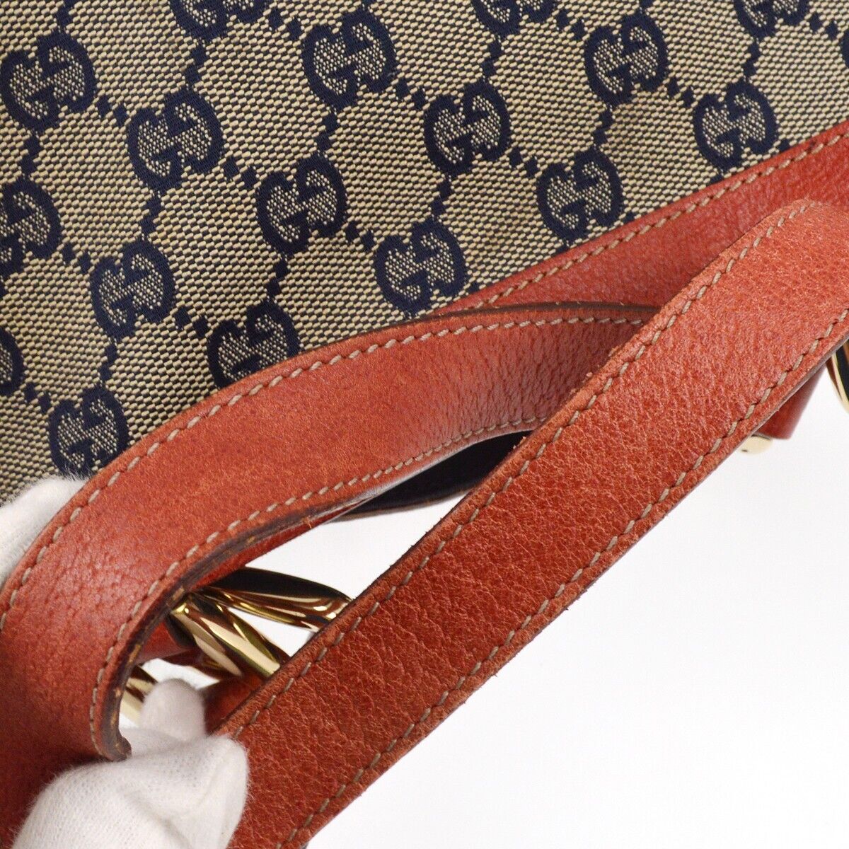 Gucci Red Navy Beige Gg Tote Handbag