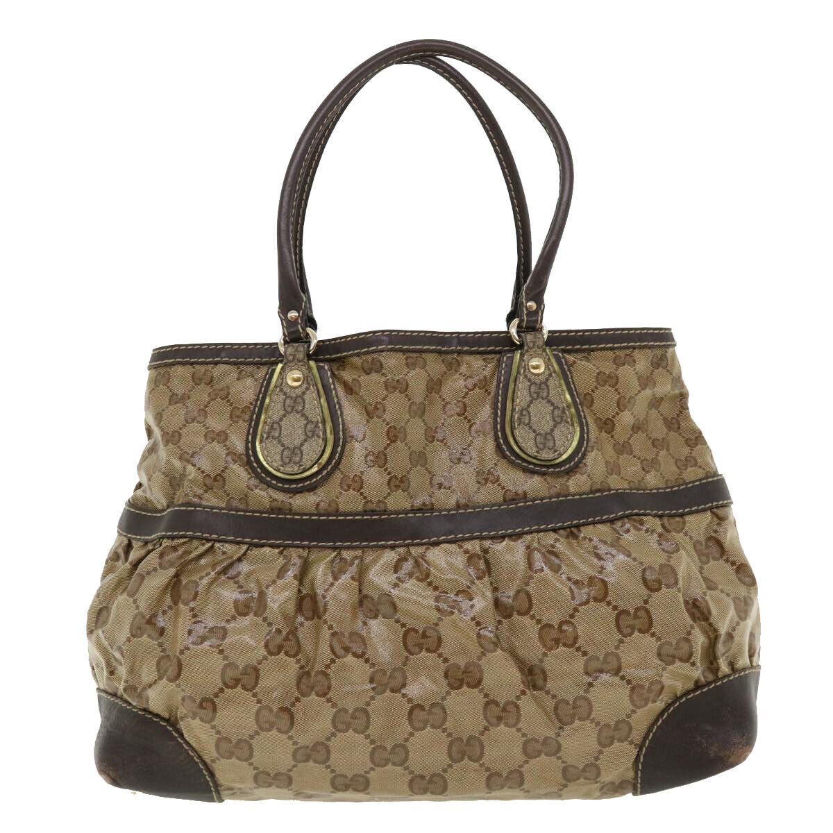Gucci Gg Canvas Tote Bag Coated Beige