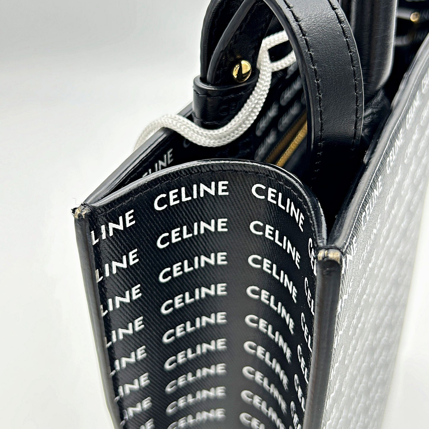 Céline Celine Small vertical Cabas Tote Canvas Tote Bag Black Cloth LA39597