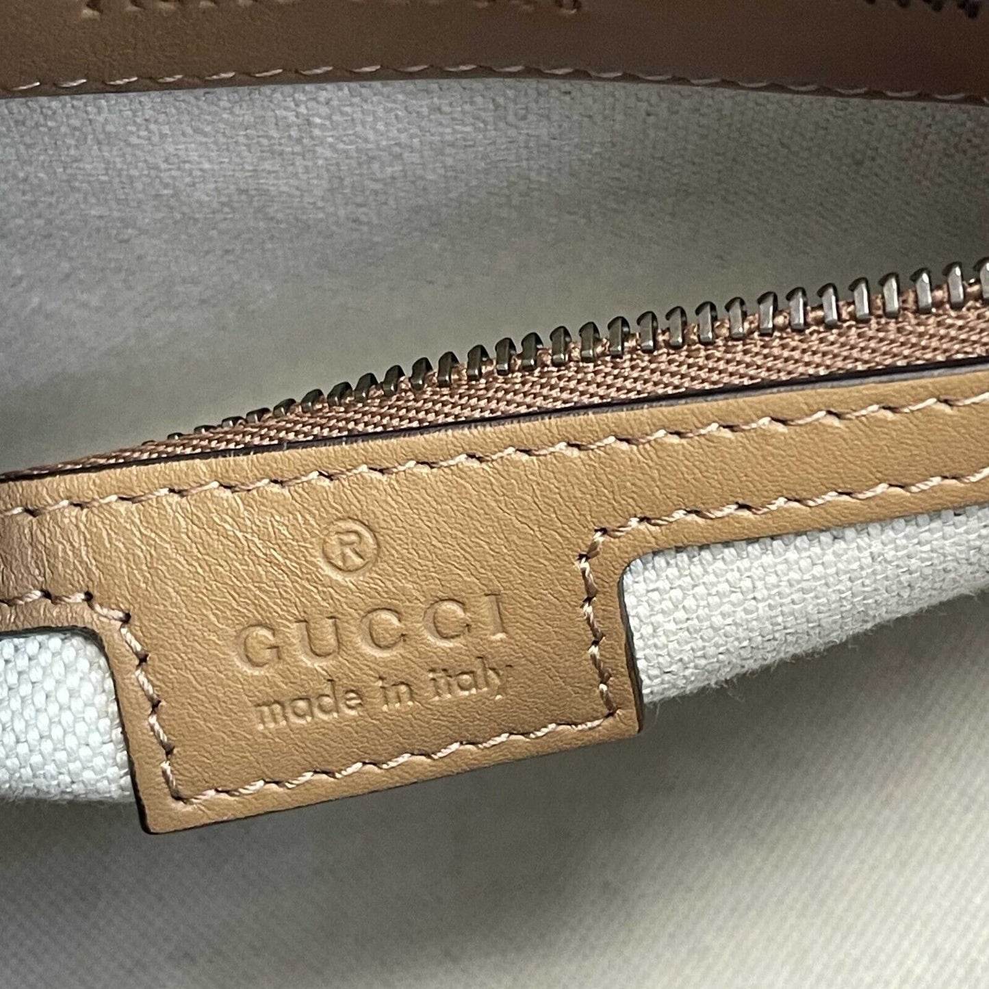 GUCCI Beige Leather Bauletto Double G Small Top Handle Tote Crossbody Bag