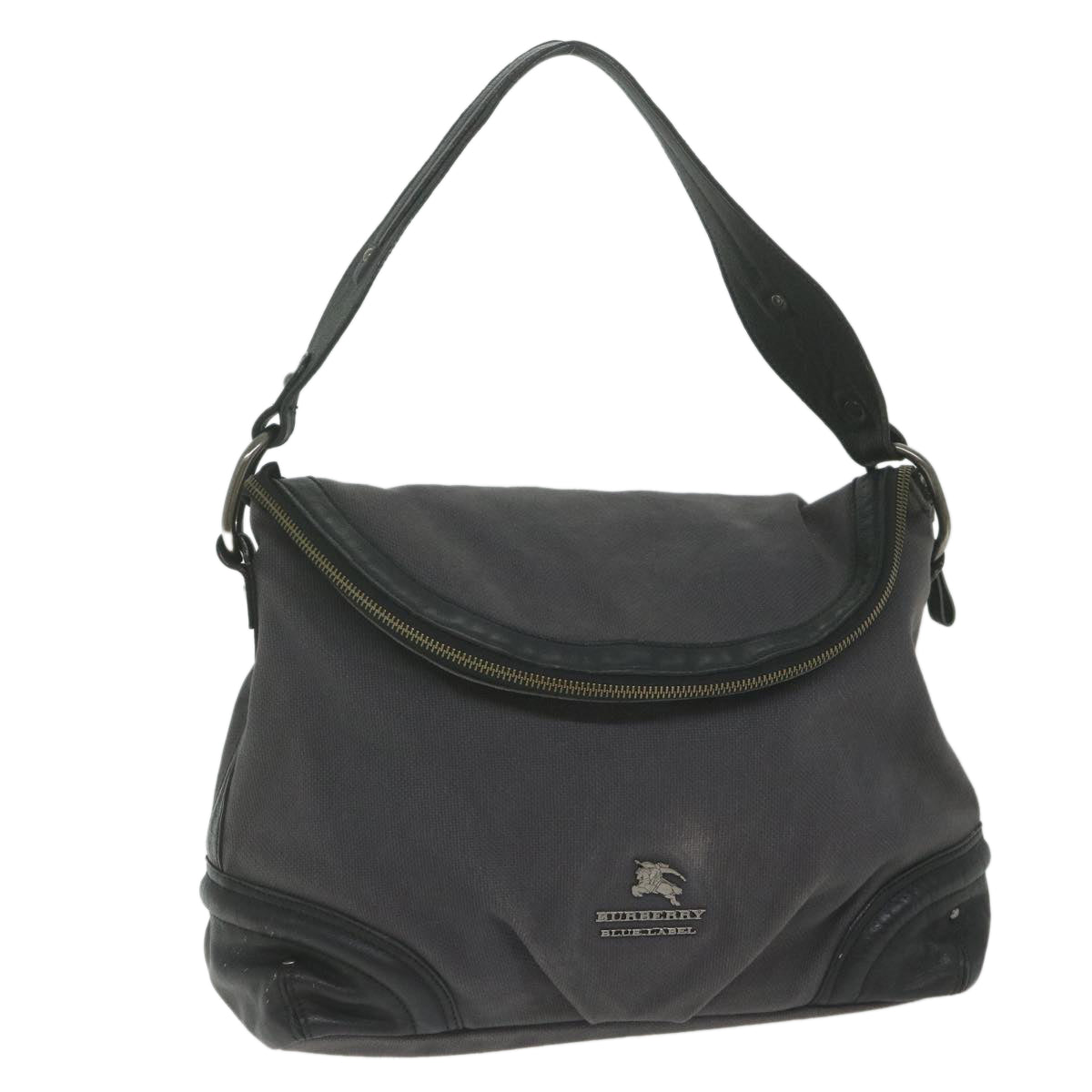 Burberry Shoulder Bag Canvas Gray Auth bs10635
