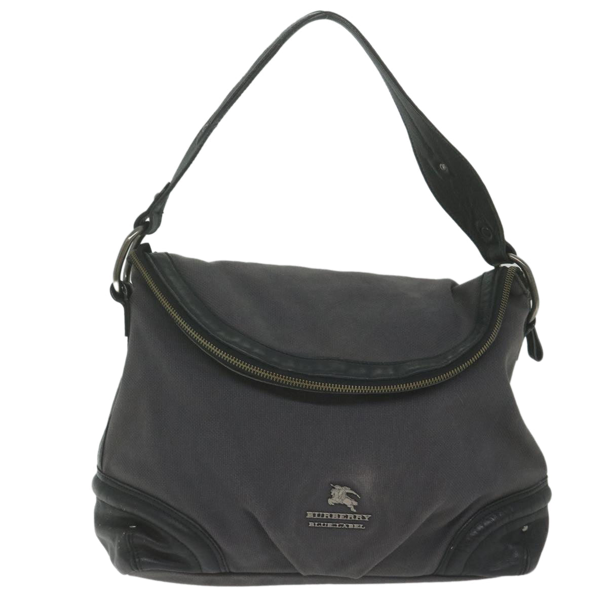 Burberry Shoulder Bag Canvas Gray Auth bs10635