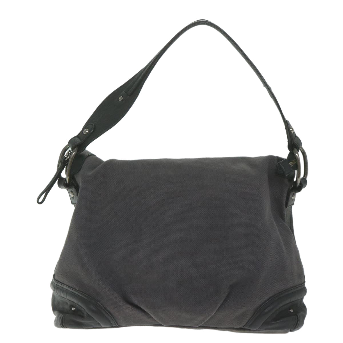 Burberry Shoulder Bag Canvas Gray Auth bs10635