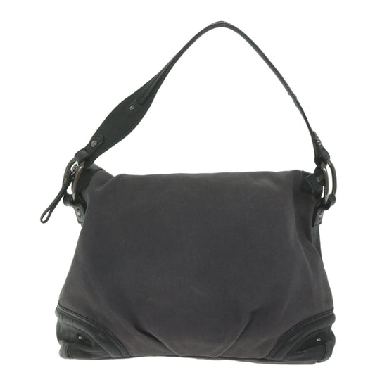 Burberry Shoulder Bag Canvas Gray Auth bs10635