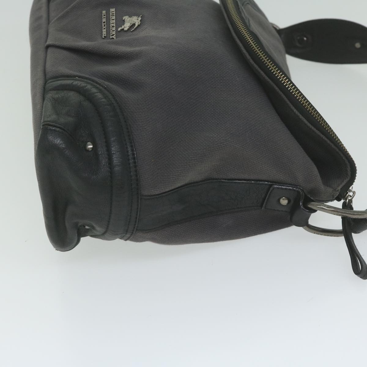 Burberry Shoulder Bag Canvas Gray Auth bs10635