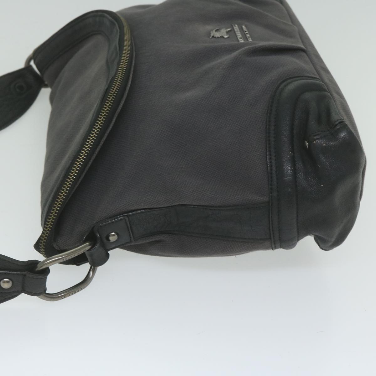 Burberry Shoulder Bag Canvas Gray Auth bs10635