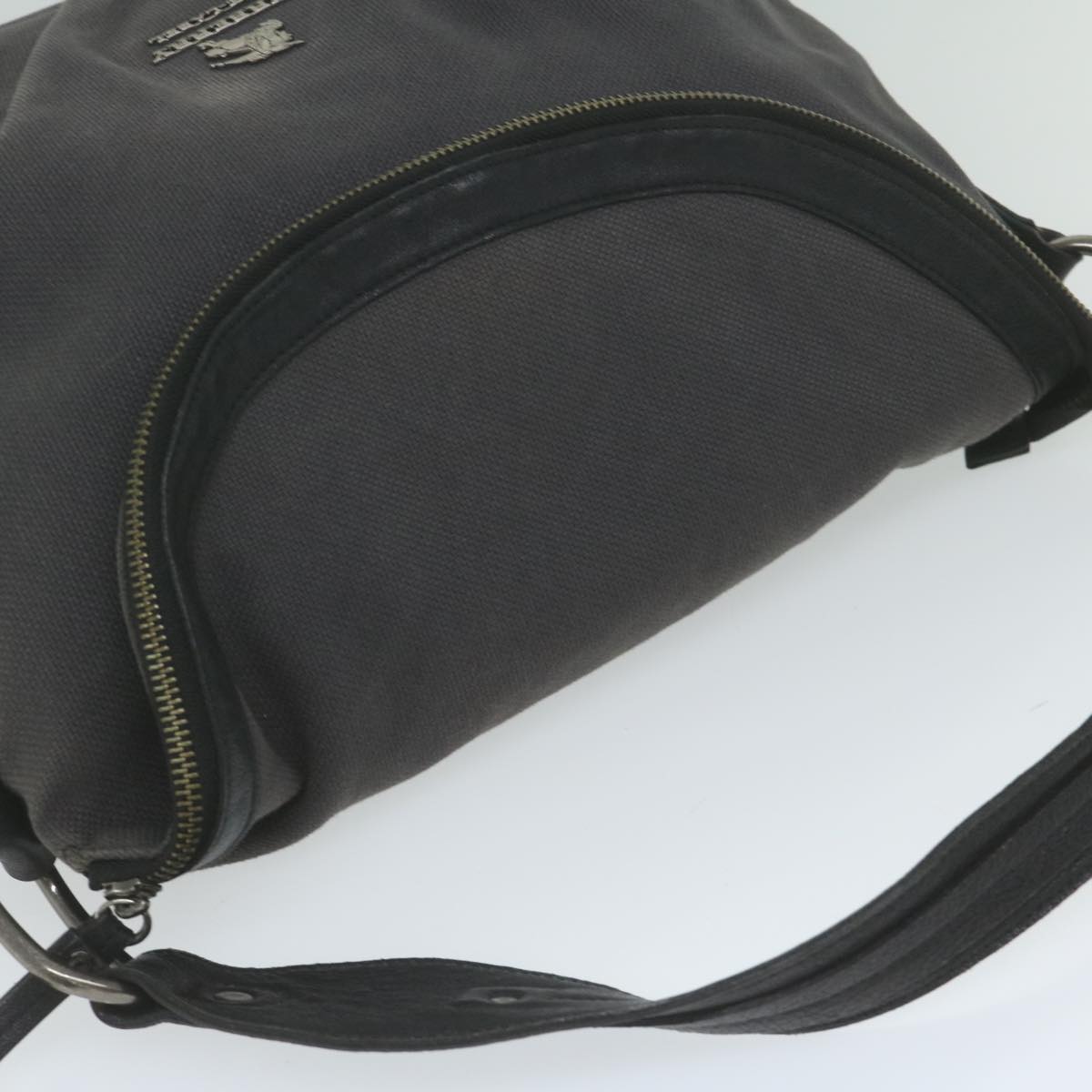 Burberry Shoulder Bag Canvas Gray Auth bs10635