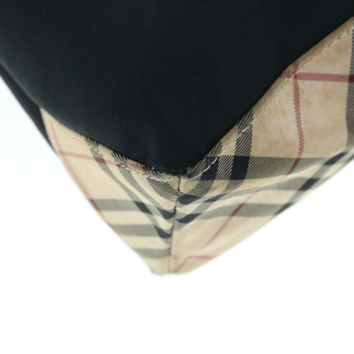 Burberry Nova Check Blue Label Shoulder Bag Nylon Black Beige Auth bs11547