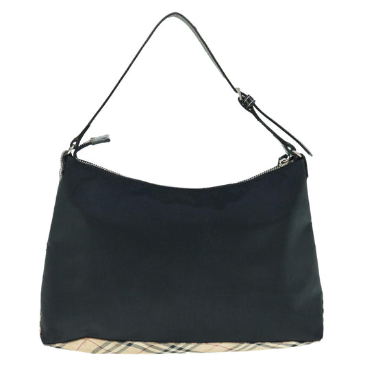 Burberry Nova Check Blue Label Shoulder Bag Nylon Black Beige Auth bs11547