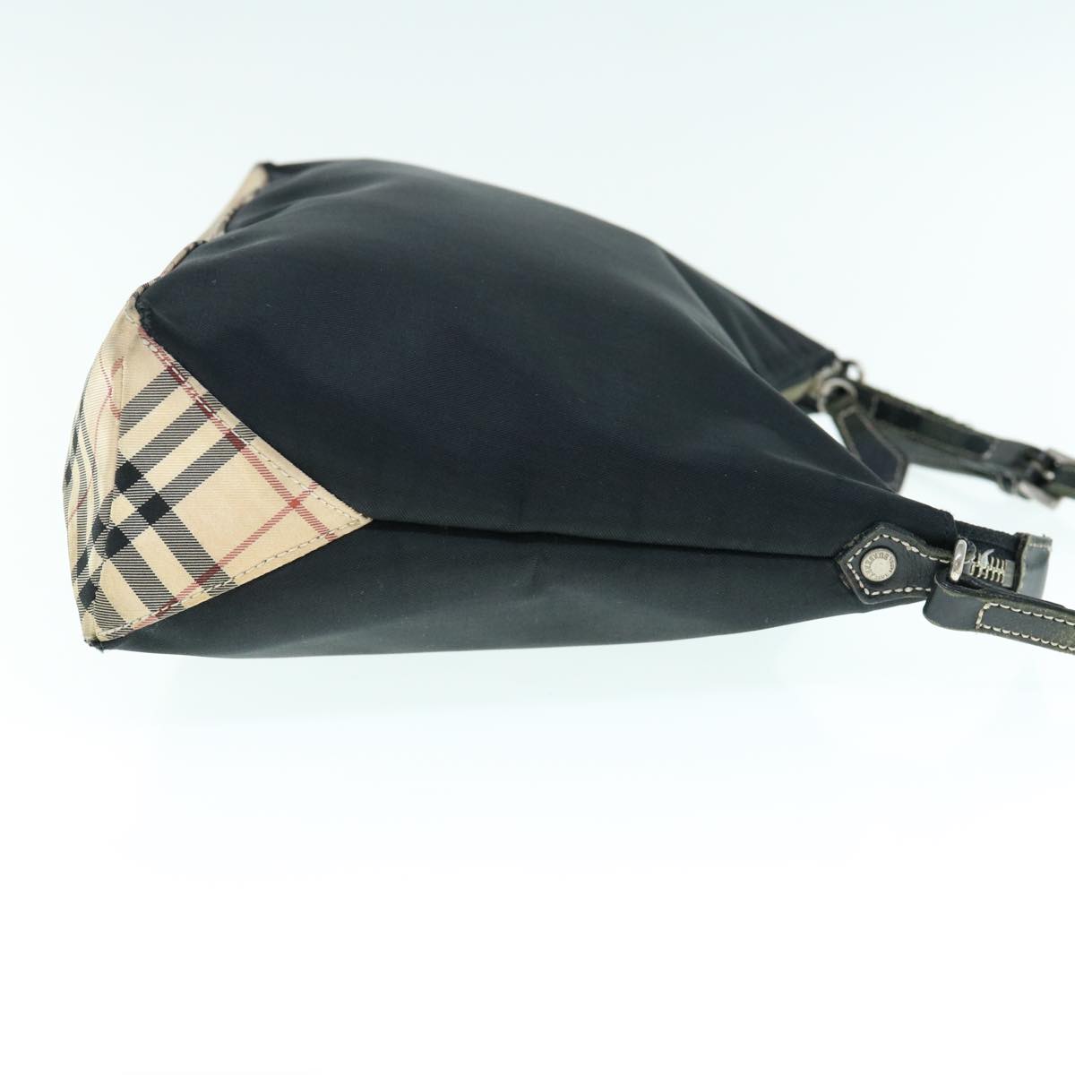 Burberry Nova Check Blue Label Shoulder Bag Nylon Black Beige Auth bs11547