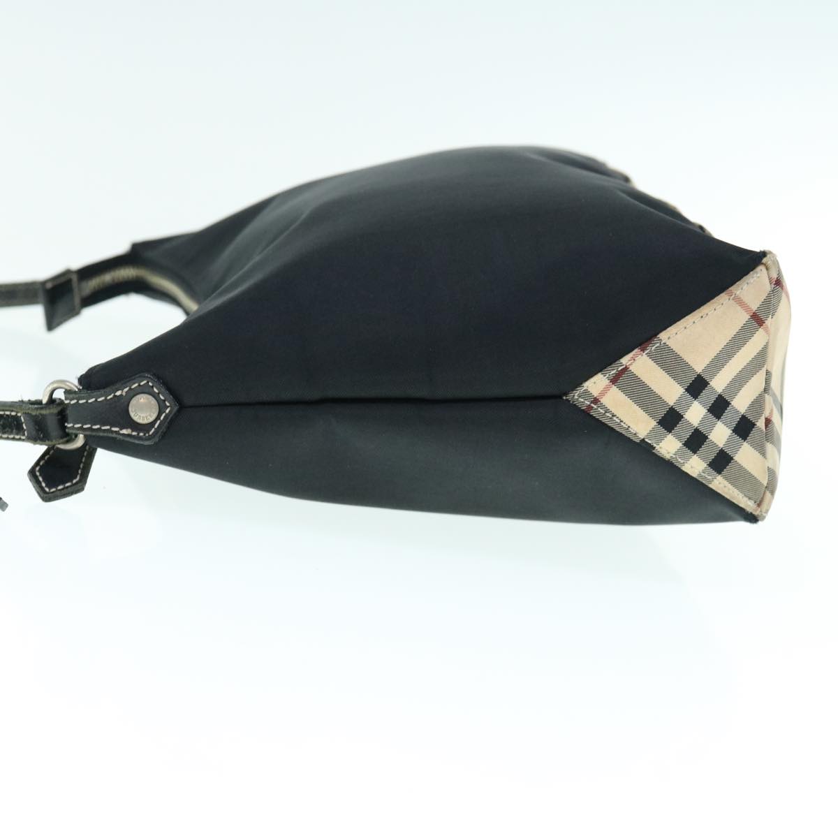 Burberry Nova Check Blue Label Shoulder Bag Nylon Black Beige Auth bs11547