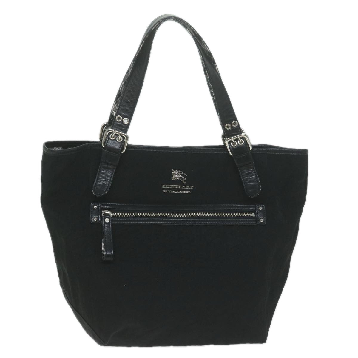 Burberry Nova Check Blue Label Shoulder Bag Nylon Black Auth bs11643