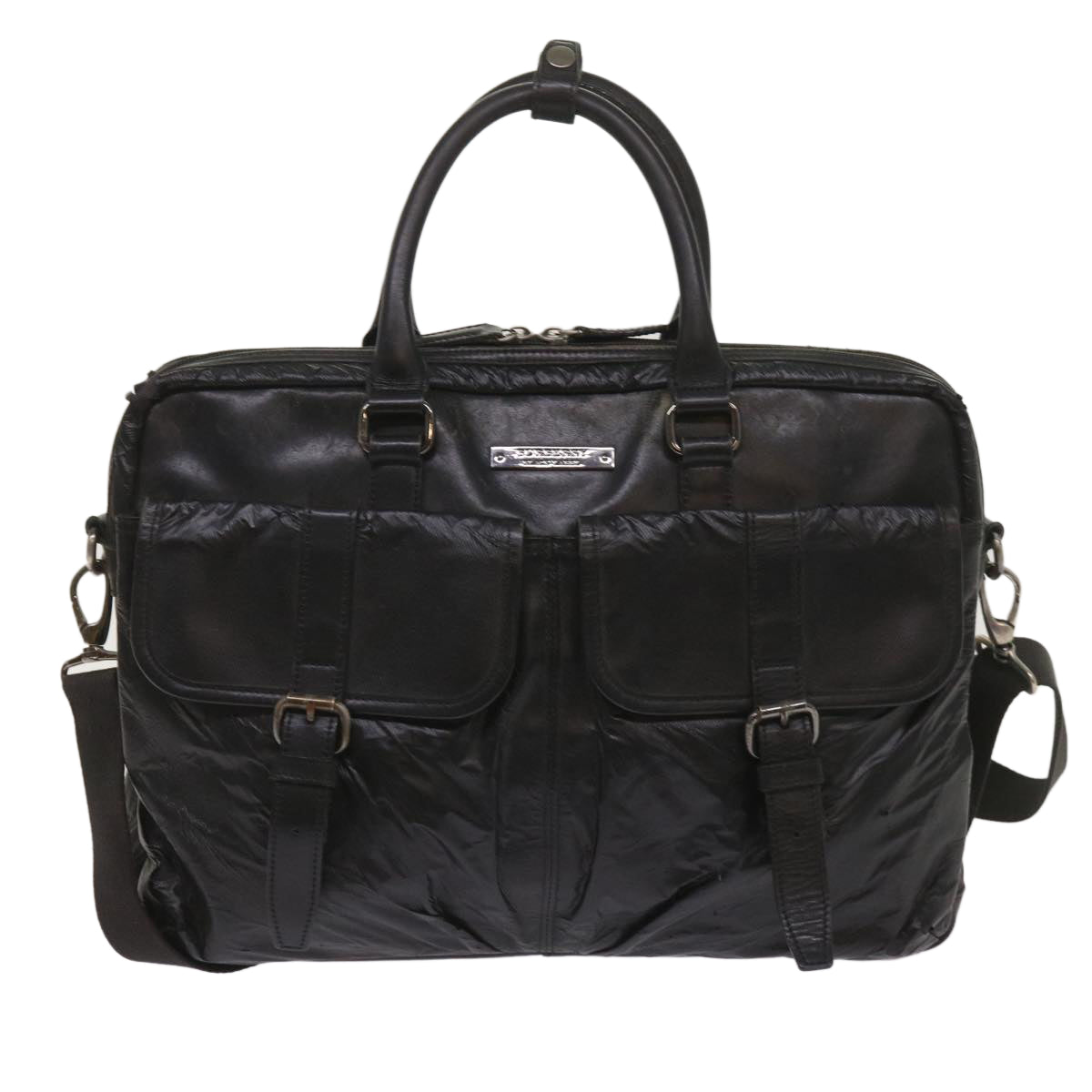 Burberry Shoulder Bag Leather 2Set Brown Black Auth bs11672