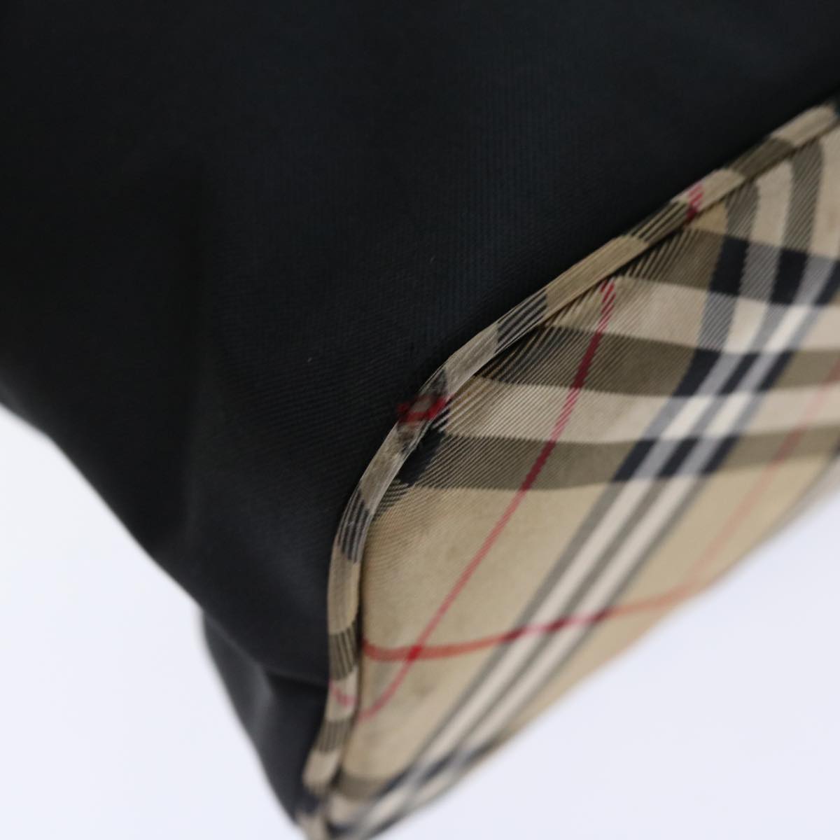 Burberry Nova Check Blue Label Shoulder Bag Nylon Beige Black Auth bs13514