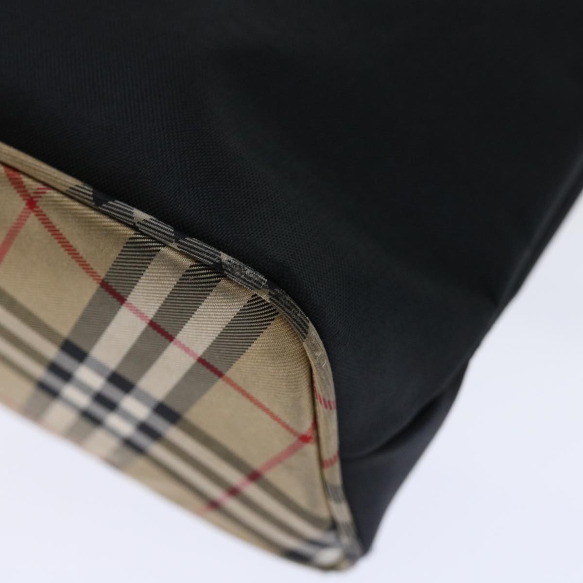 Burberry Nova Check Blue Label Shoulder Bag Nylon Beige Black Auth bs13514