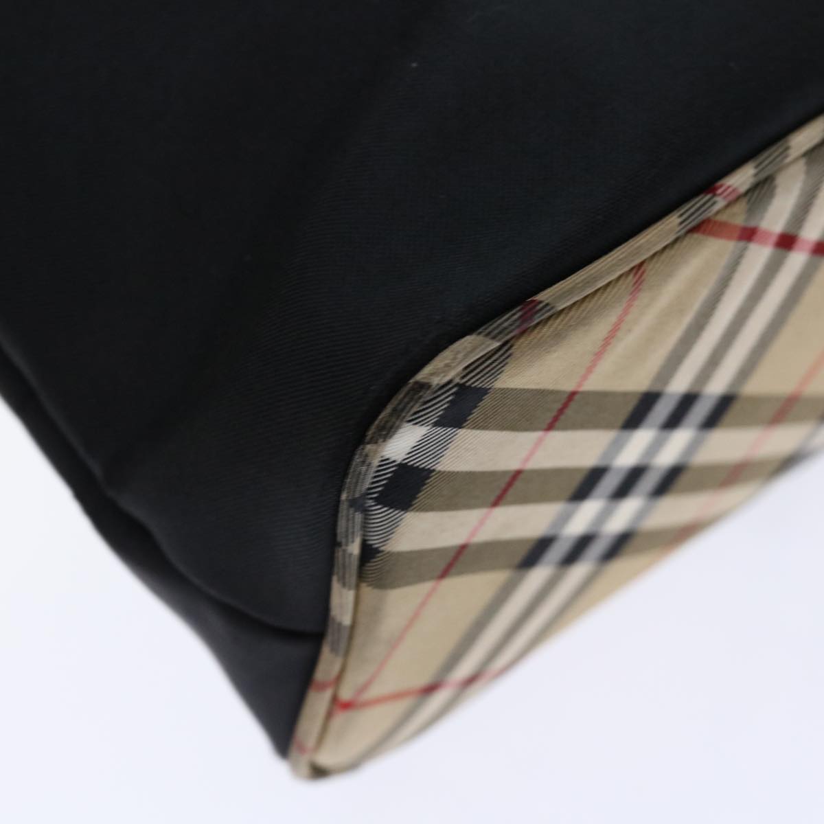 Burberry Nova Check Blue Label Shoulder Bag Nylon Beige Black Auth bs13514