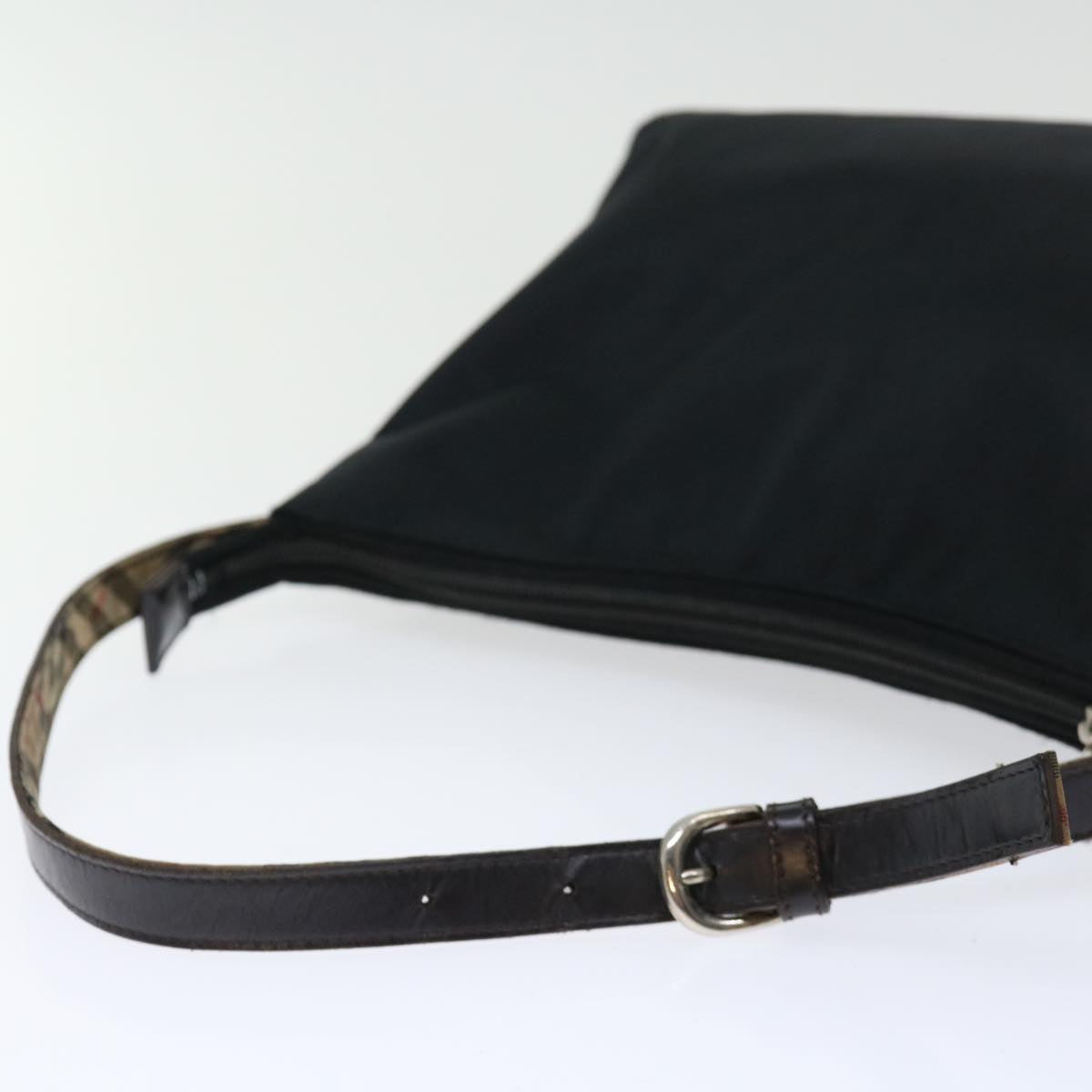 Burberry Nova Check Blue Label Shoulder Bag Nylon Beige Black Auth bs13514