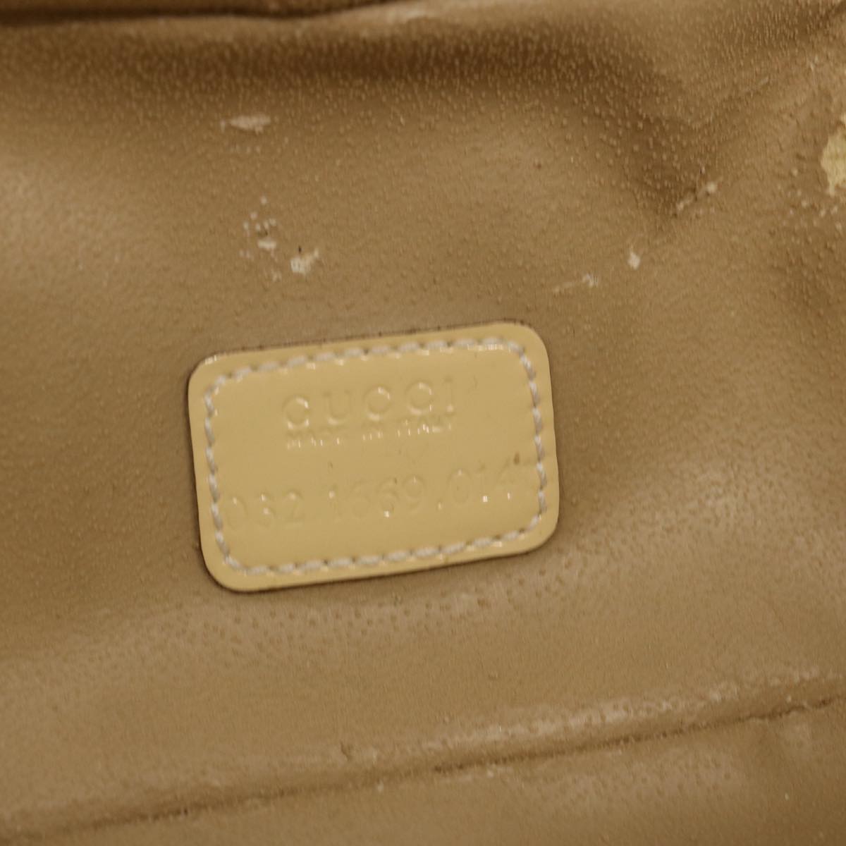 GUCCI Vanity Cosmetic Pouch Enamel Beige 032 1669 0141 Auth bs13940