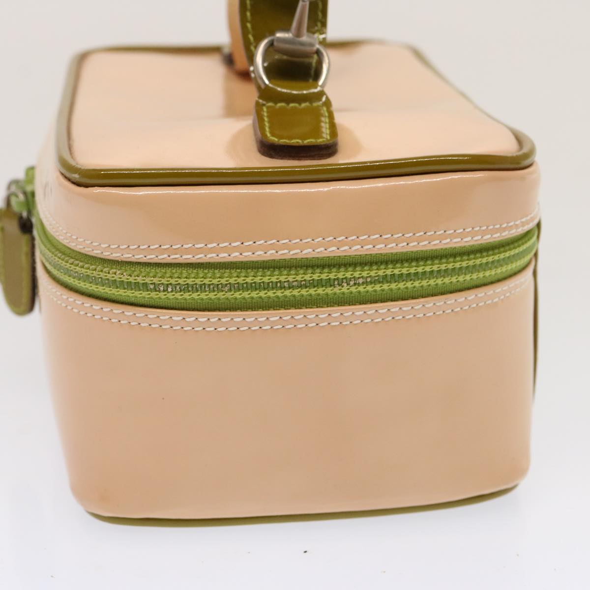 GUCCI Vanity Cosmetic Pouch Enamel Beige 032 1669 0141 Auth bs13940