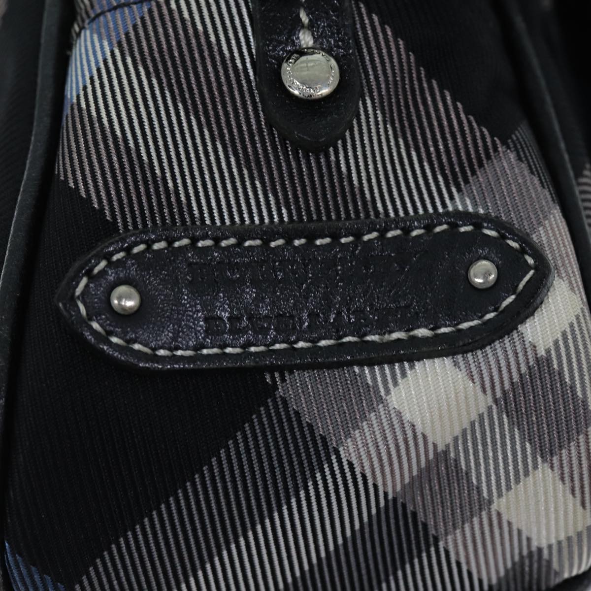 Burberry Nova Check Shoulder Bag Nylon Blue Black Auth bs14506
