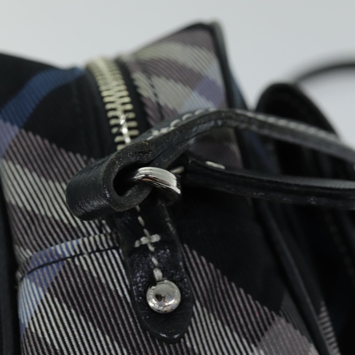 Burberry Nova Check Shoulder Bag Nylon Blue Black Auth bs14506
