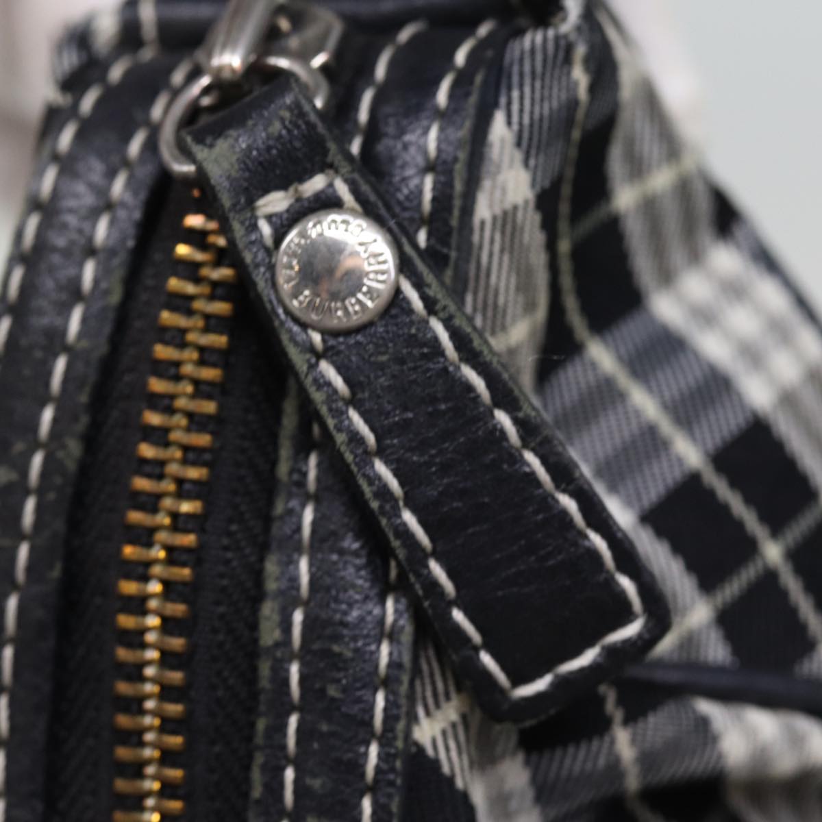 Burberry Nova Check Blue Label Shoulder Bag Canvas Black Auth bs14510