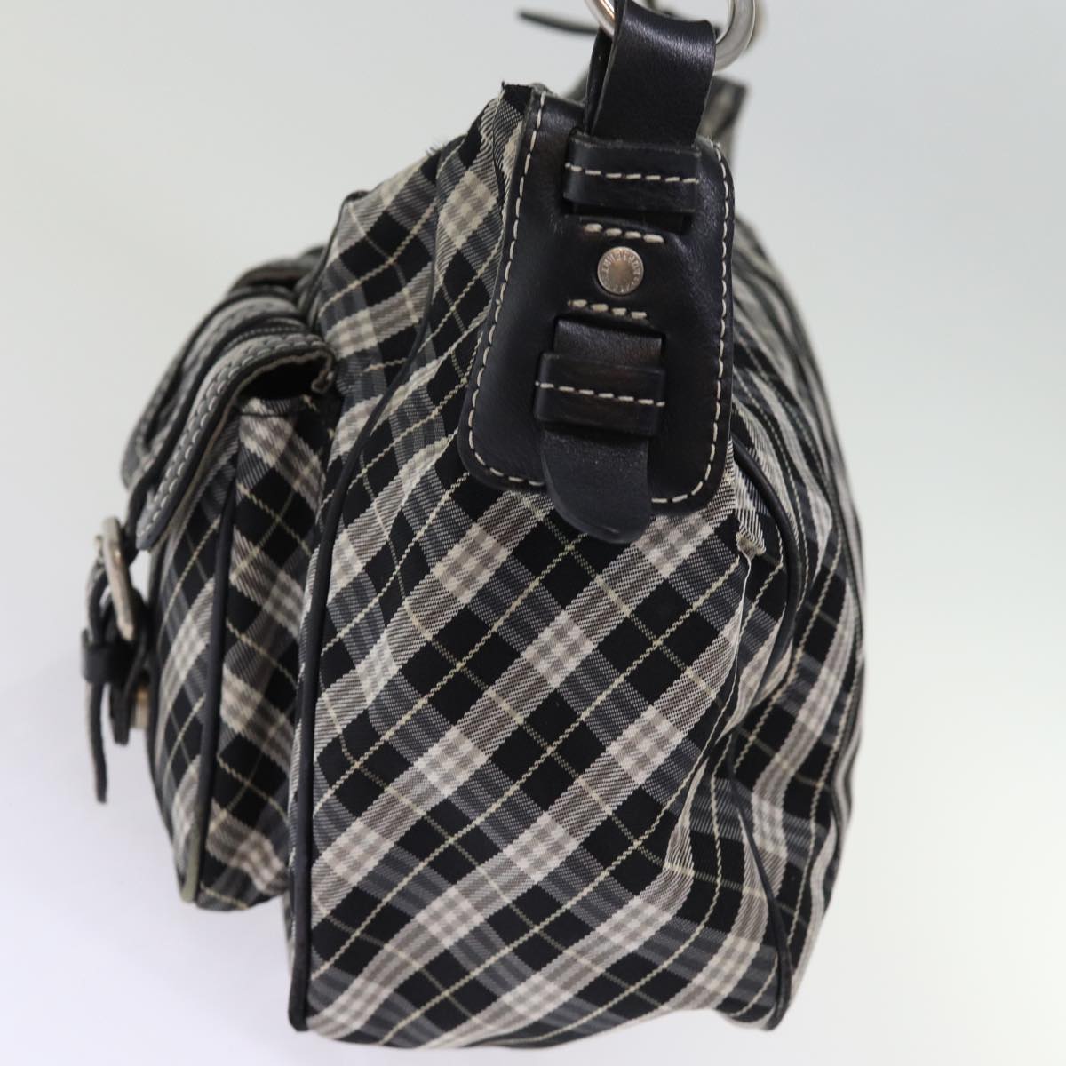 Burberry Nova Check Blue Label Shoulder Bag Canvas Black Auth bs14510