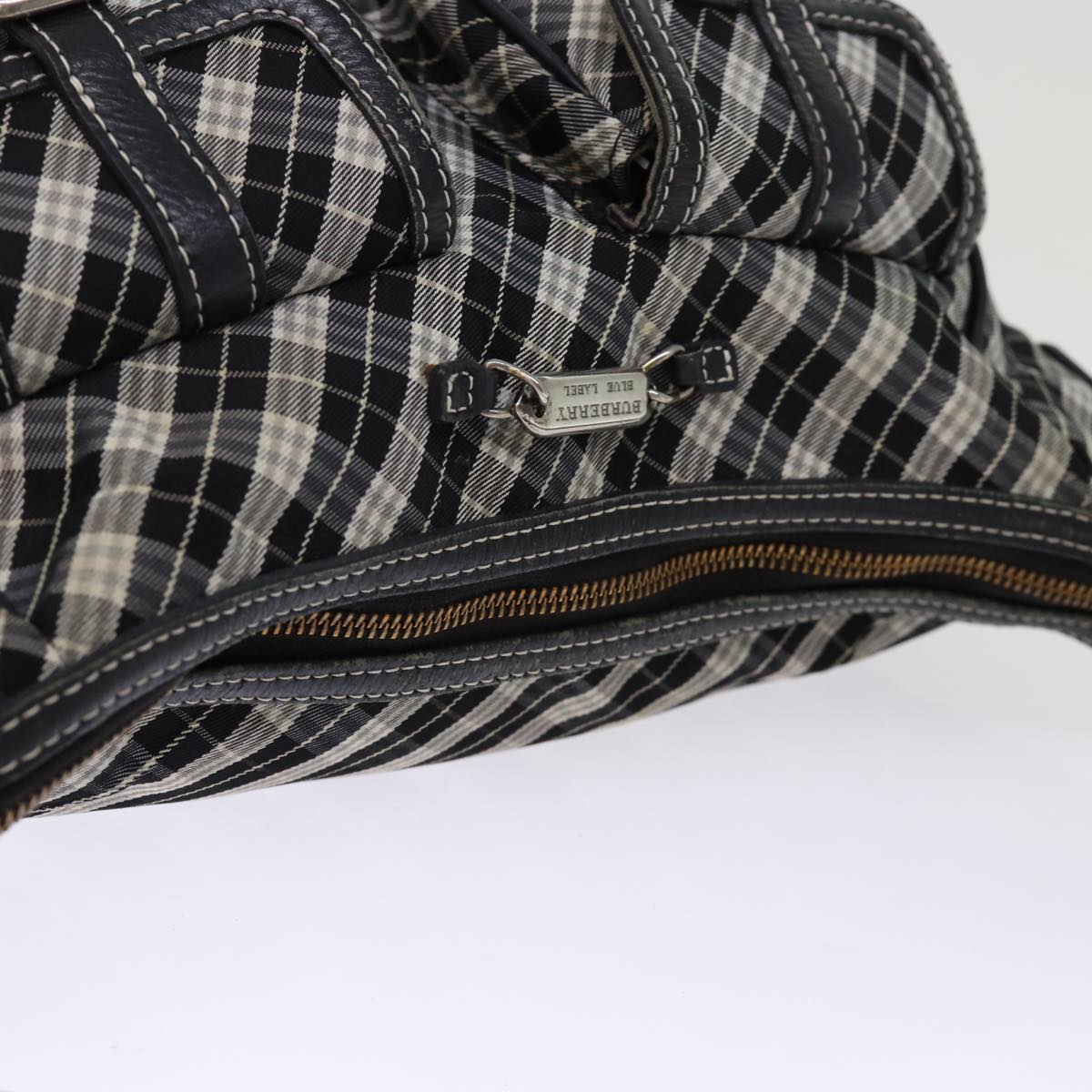 Burberry Nova Check Blue Label Shoulder Bag Canvas Black Auth bs14510