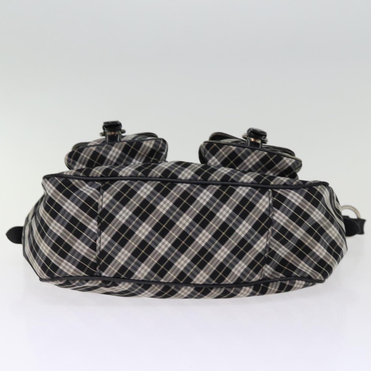 Burberry Nova Check Blue Label Shoulder Bag Canvas Black Auth bs14510