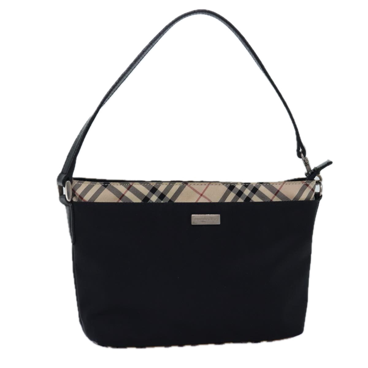 Burberry Nova Check Shoulder Bag Nylon Black Beige Auth bs14564