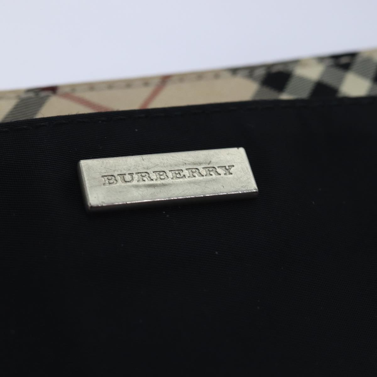 Burberry Nova Check Shoulder Bag Nylon Black Beige Auth bs14564