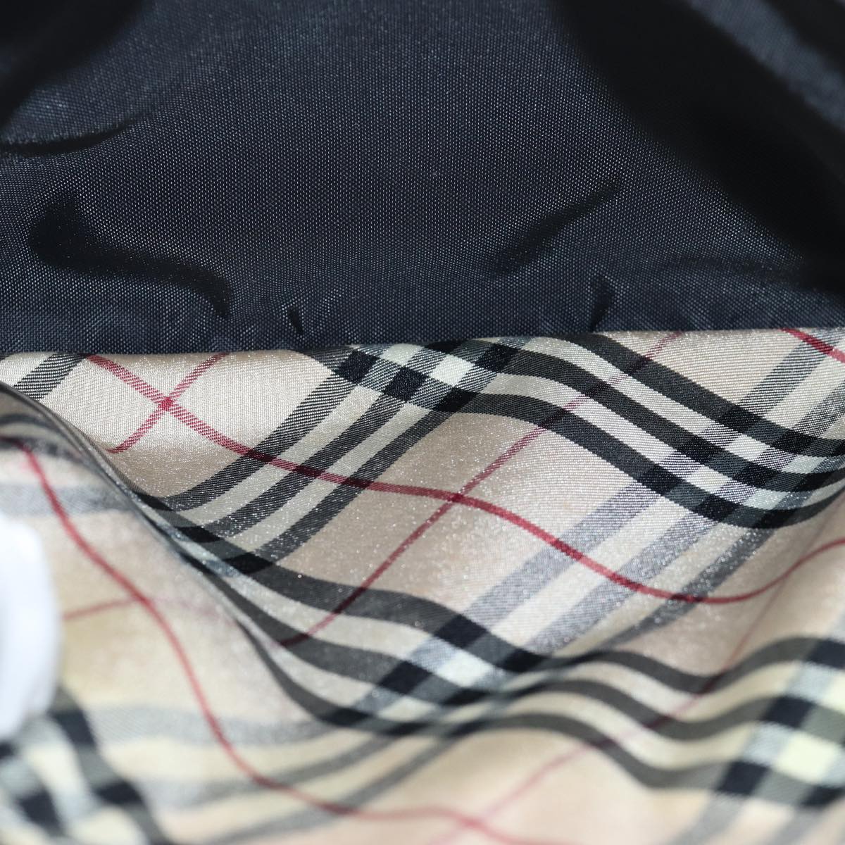 Burberry Nova Check Shoulder Bag Nylon Black Beige Auth bs14564