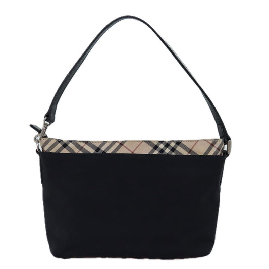 Burberry Nova Check Shoulder Bag Nylon Black Beige Auth bs14564